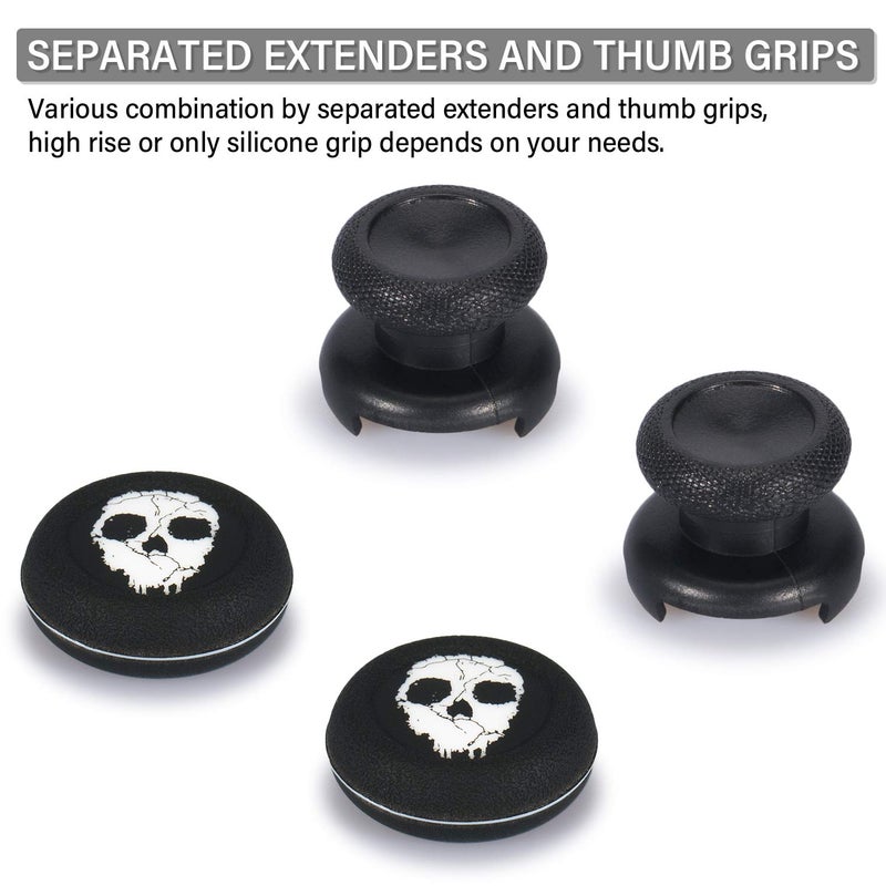 Playrealm FPS Thumbstick Extender & Printing Rubber Silicone Grip Cover 2 Sets for Xbox Series X/S & Xbox One Controller(Ghost) - Image 3